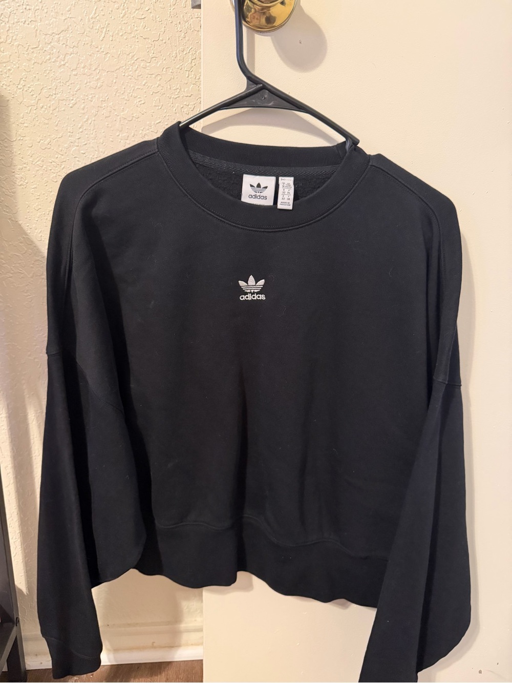 adidas Black Crewneck with White Trefoil Logo